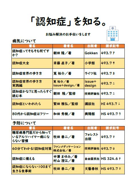 ブックリスト「認知症を知る」01